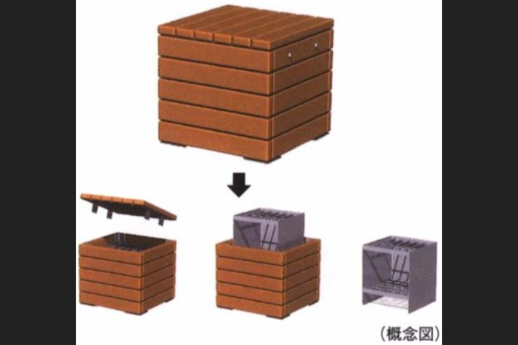 ベンチ兼用非常用炊き出しかまどの概念図